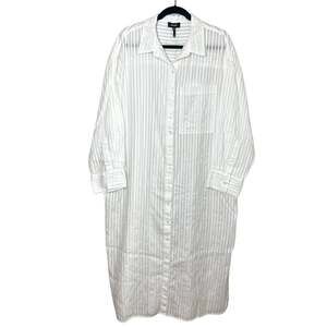 ME+EM Cotton Stripe Midi Shirt Dress White Minimalist Coastal Relaxed Size 12
